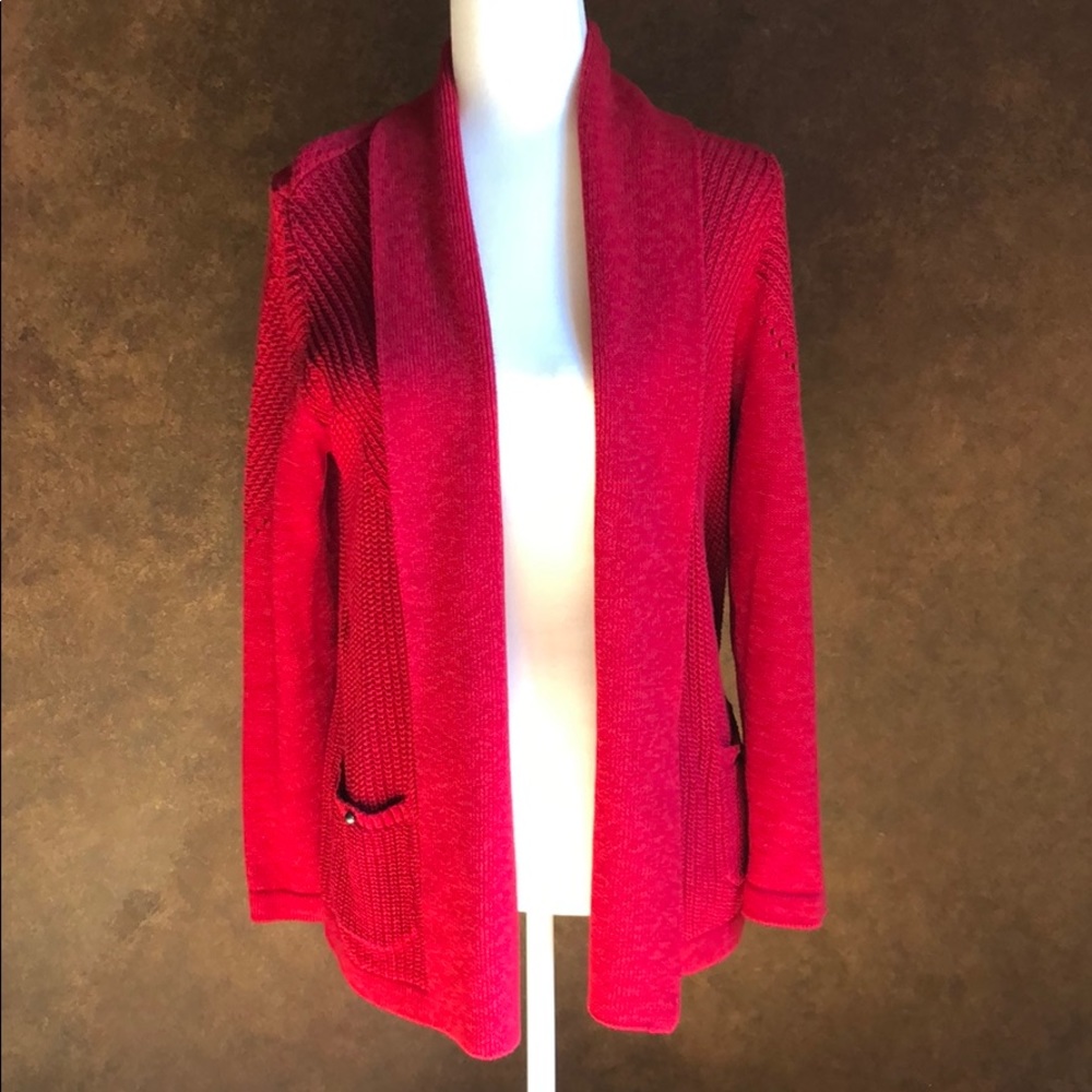 Christopher & Banks Red Open Cardigan Sweater